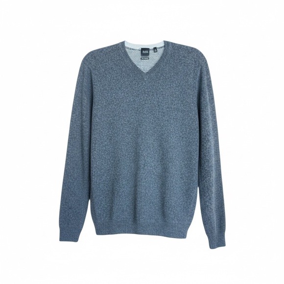 Saks Fifth Avenue Black Label 100% Cashmere V Neck Sweater Gray M